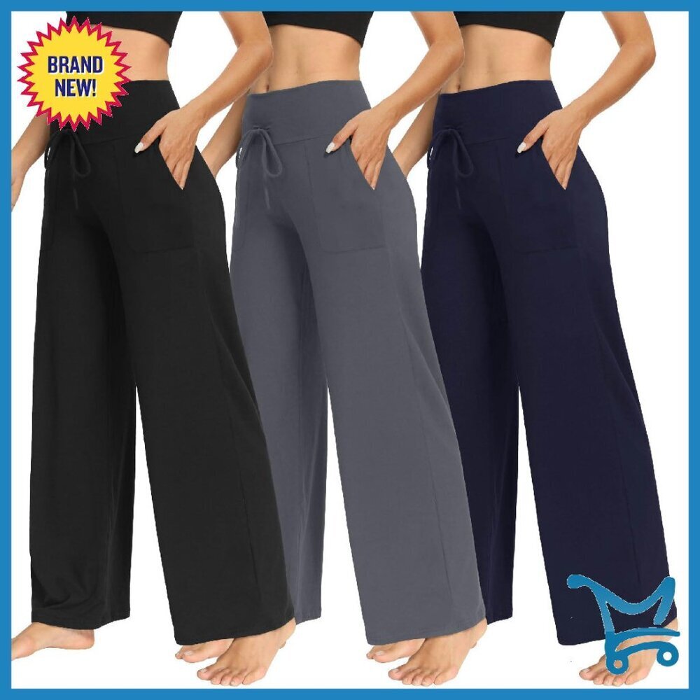 Women's Wide Leg Yoga Pants with Pockets - Ultra Soft 4-Way Stretch Fabric